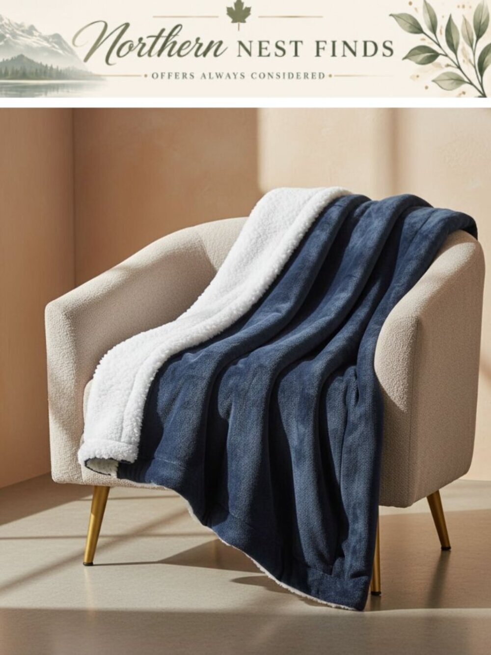 Sherpa Fleece Reversible Throw Blanket Soft Warm 50x60 Cozy